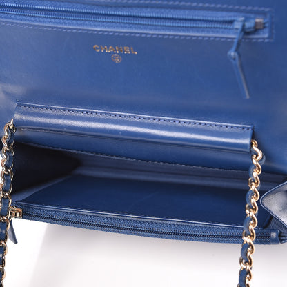Chanel Lambskin Quilted Wallet On Chain WOC Dark Blue 7 of 15