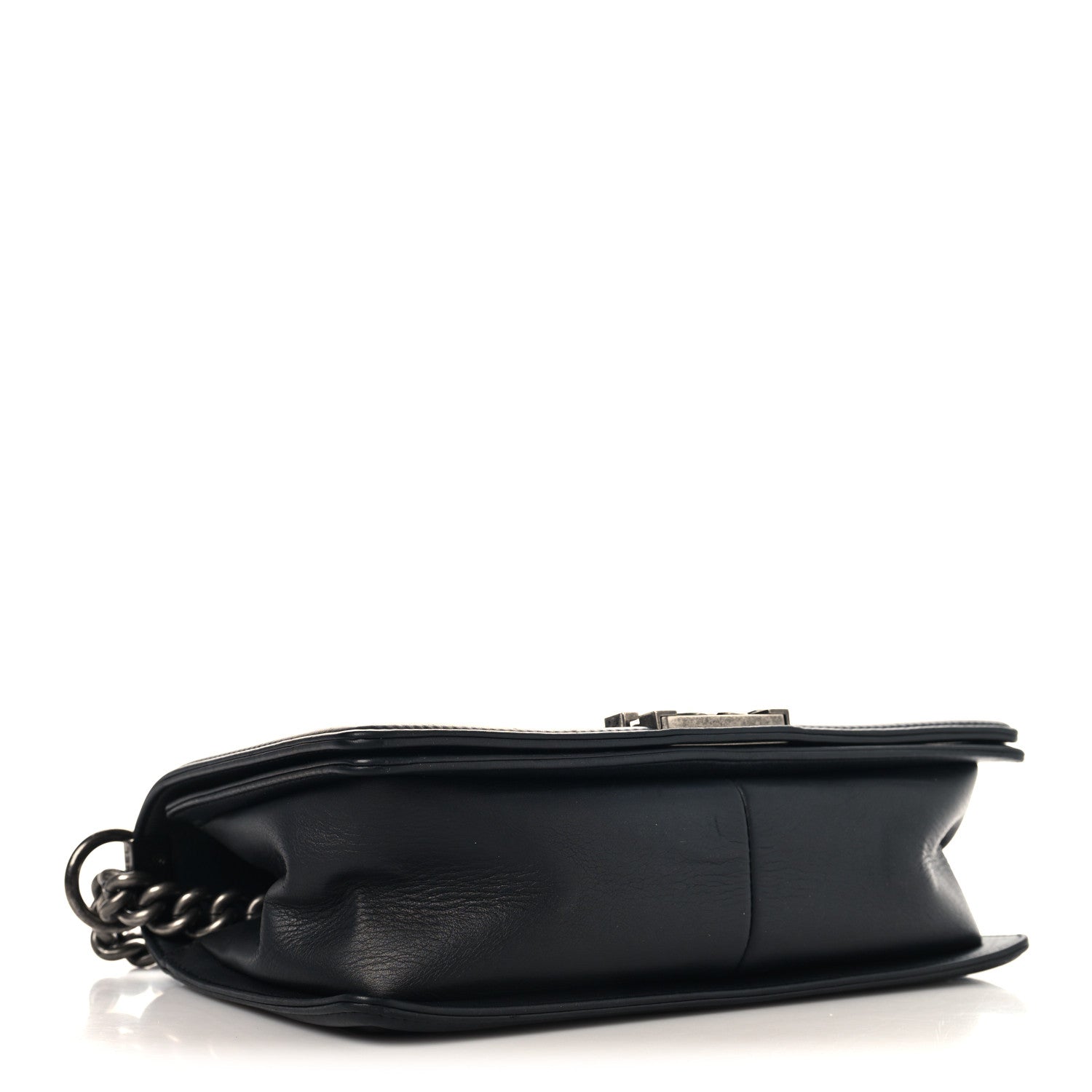 Chanel Calfskin Chevron Quilted Medium Chain Boy Flap Black 4 of 10