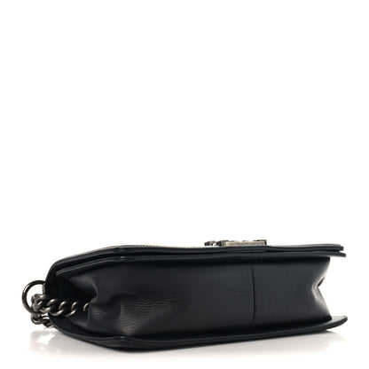 Chanel Calfskin Chevron Quilted Medium Chain Boy Flap Black 4 of 10