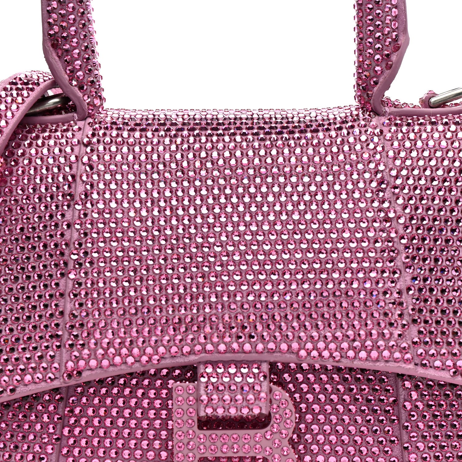 Balenciaga Strass Suede Hourglass Top Handle Bag XS Pink 8 of 16