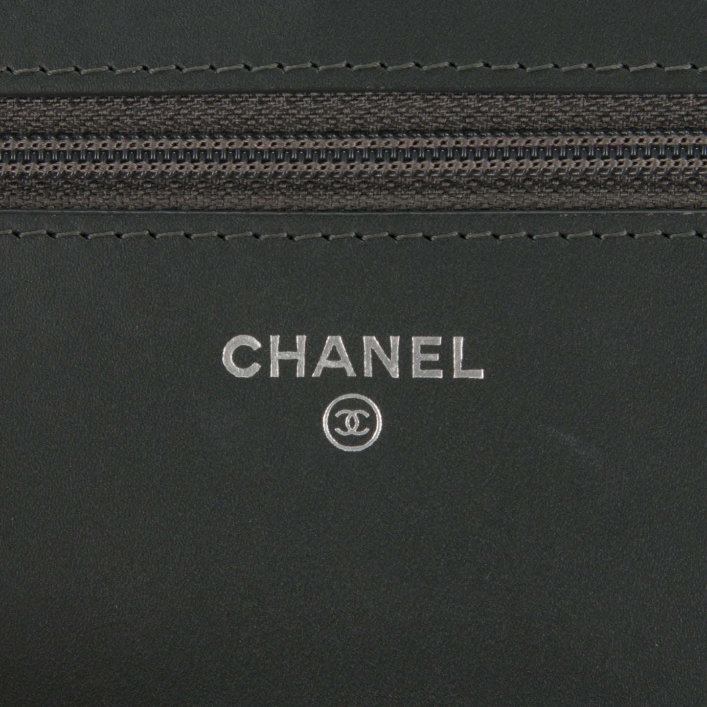 Patent Quilted Wallet On Chain WOC Dark Grey
