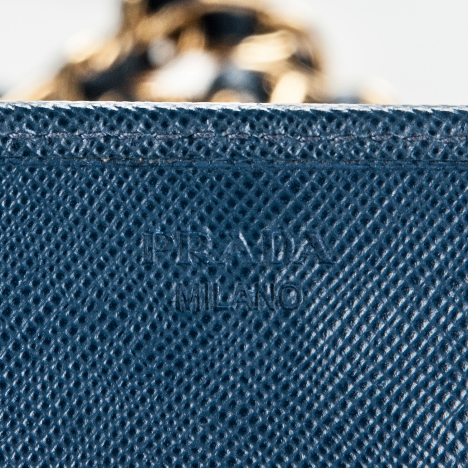 Prada Saffiano Metal Oro Chain Wallet Bleuette 6 of 7
