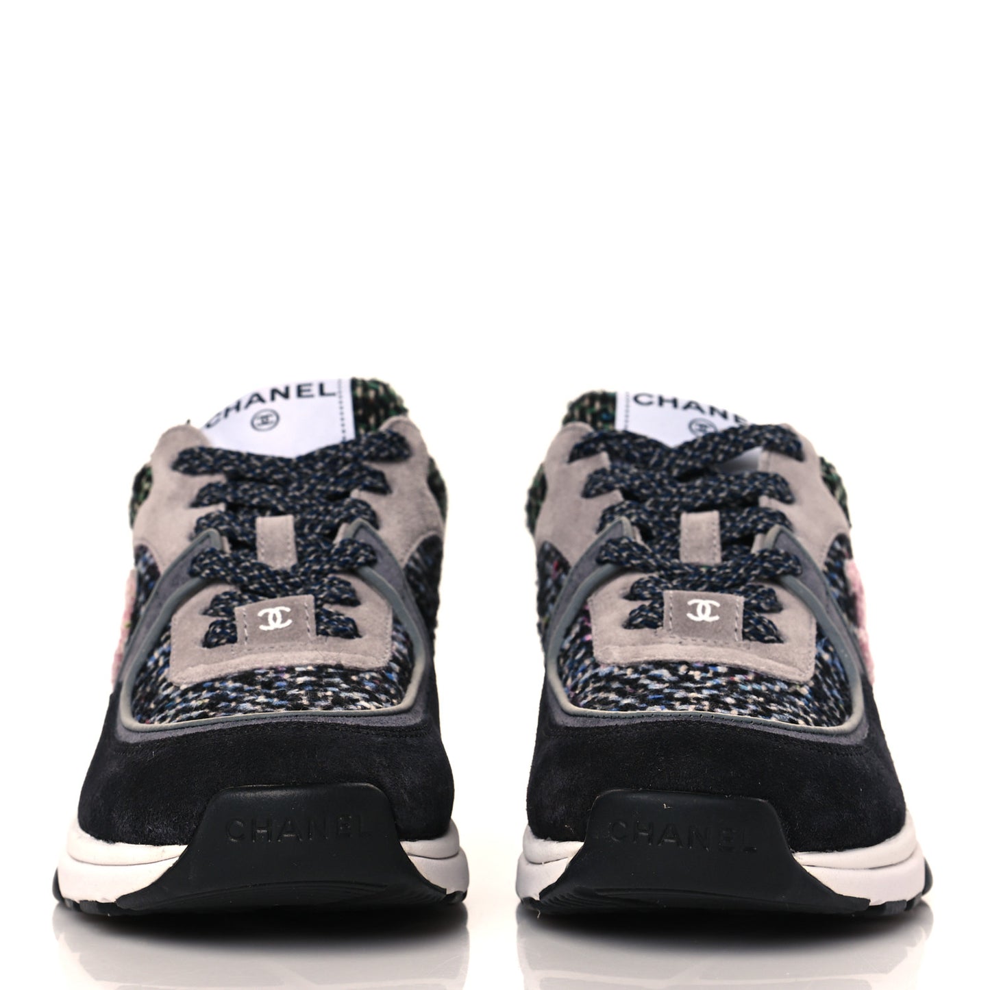Tweed Suede CC Sneakers 36.5 Grey Pink Multicolor