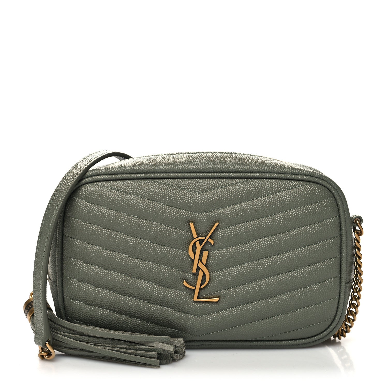 Saint Laurent Grain De Poudre Matelasse Monogram Mini Lou Camera Bag Light Sage 1 of 10