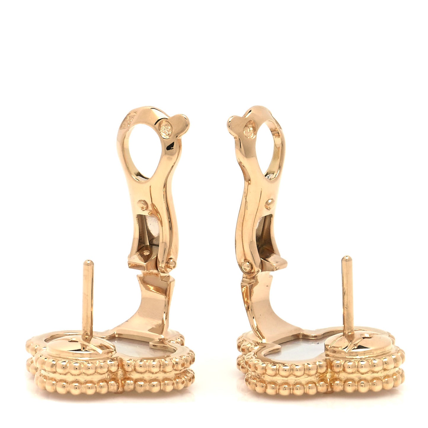 18K Yellow Gold Mother of Pearl Vintage Alhambra Earrings