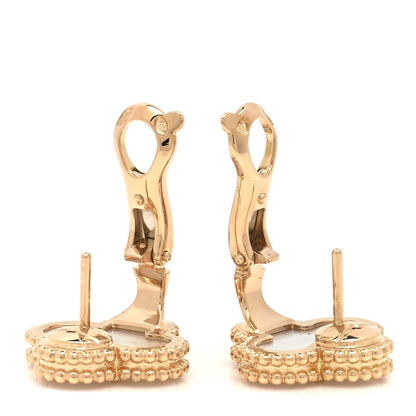 Van Cleef & Arpels 18K Yellow Gold Mother of Pearl Vintage Alhambra Earrings 3 of 5