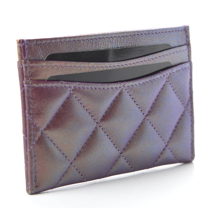 Chanel Iridescent Lambskin Quilted Card Holder Purple 3 of 10