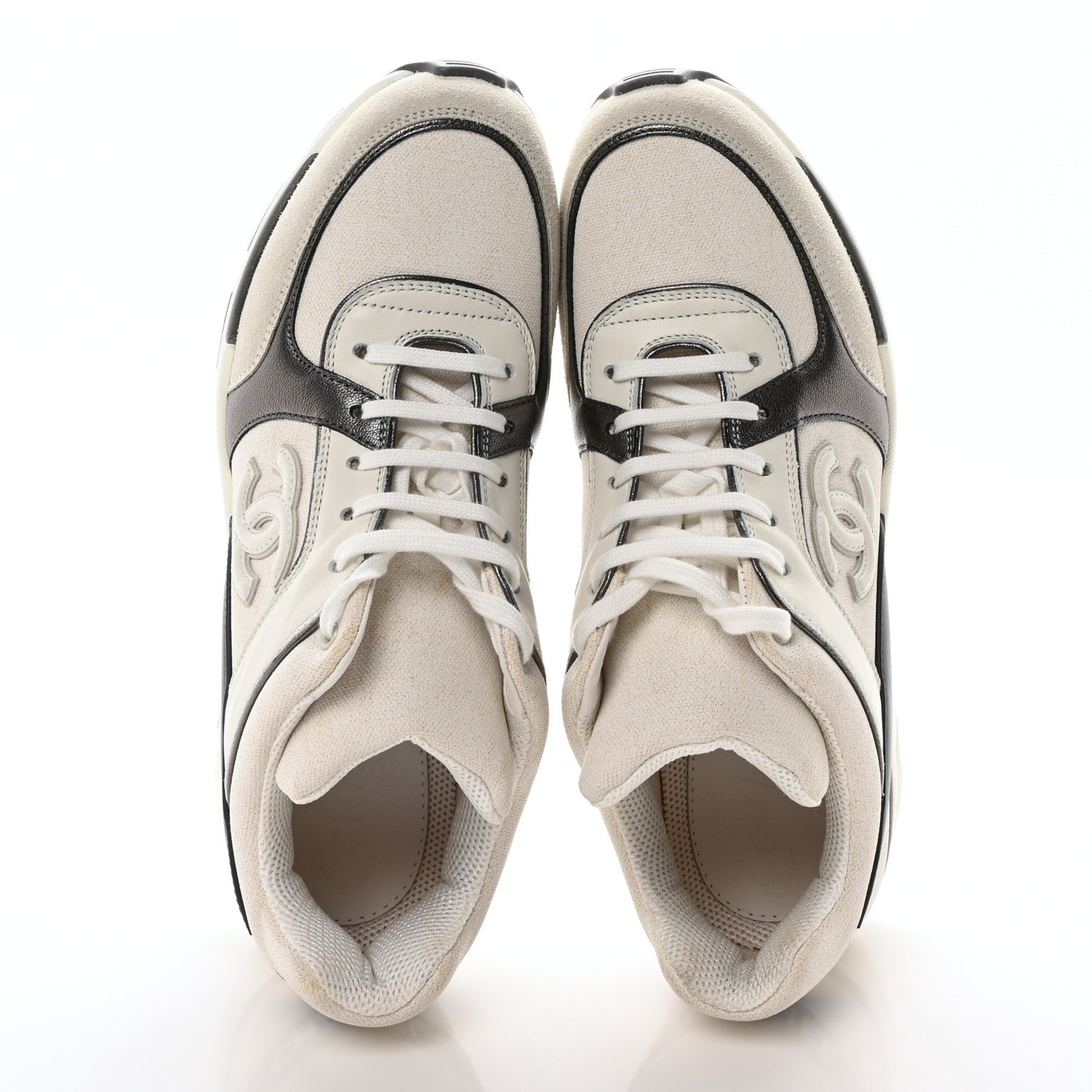 Suede Calfskin CC Sneakers 40 White Grey
