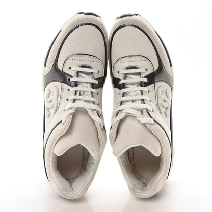 Chanel Suede Calfskin CC Sneakers 40 White Grey 2 of 9