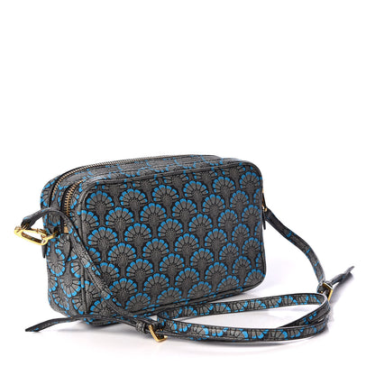 Miu Miu Goatskin Madras Dis Peacock Print Double Zip Crossbody Bag Asfalto 2 of 9