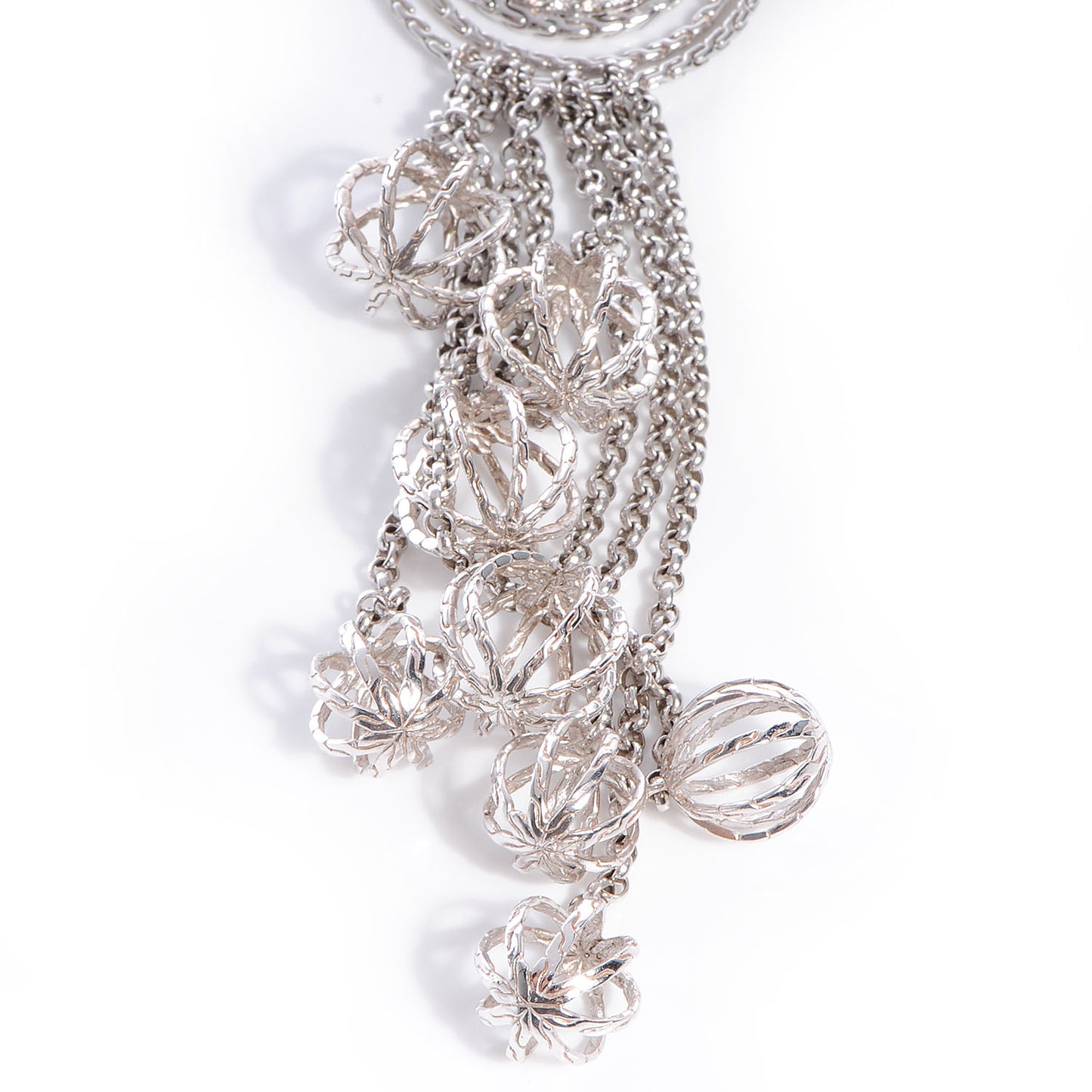 Langit Silver Long Dangling Pendant with Diamond Pave on Chain Necklace