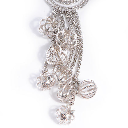 John Hardy Langit Silver Long Dangling Pendant with Diamond Pave on Chain Necklace 5 of 7