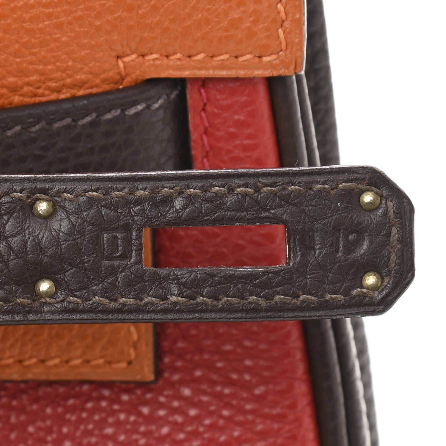 Hermes Togo Tri-Color Kelly Retourne 32 Vermillion Orange Ebene 7 of 16