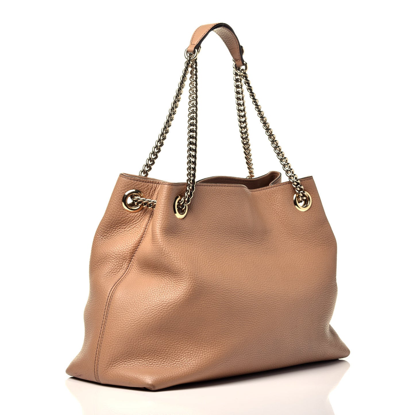 Pebbled Calfskin Medium Soho Chain Shoulder Bag Rose Beige