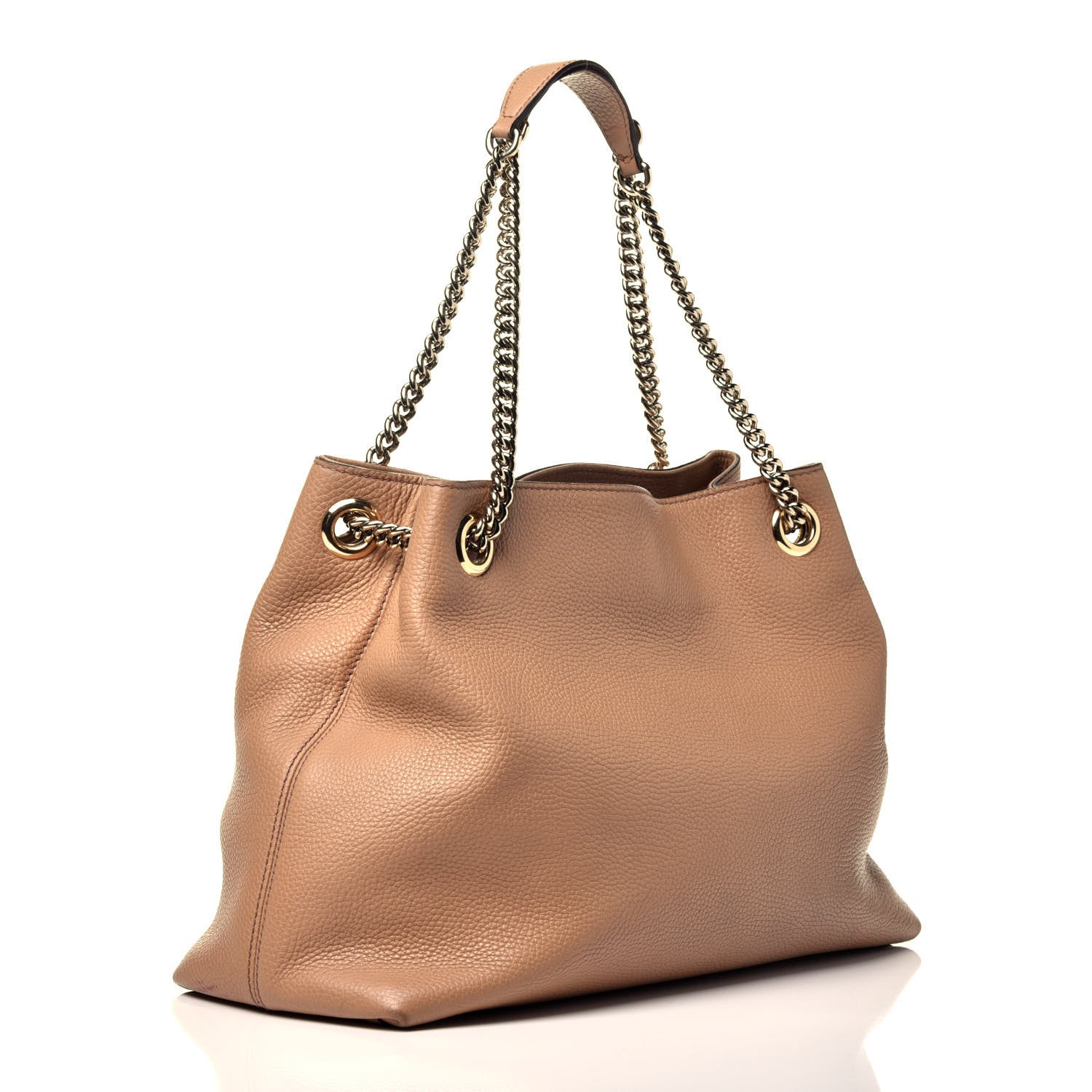 Gucci Pebbled Calfskin Medium Soho Chain Shoulder Bag Rose Beige 3 of 10