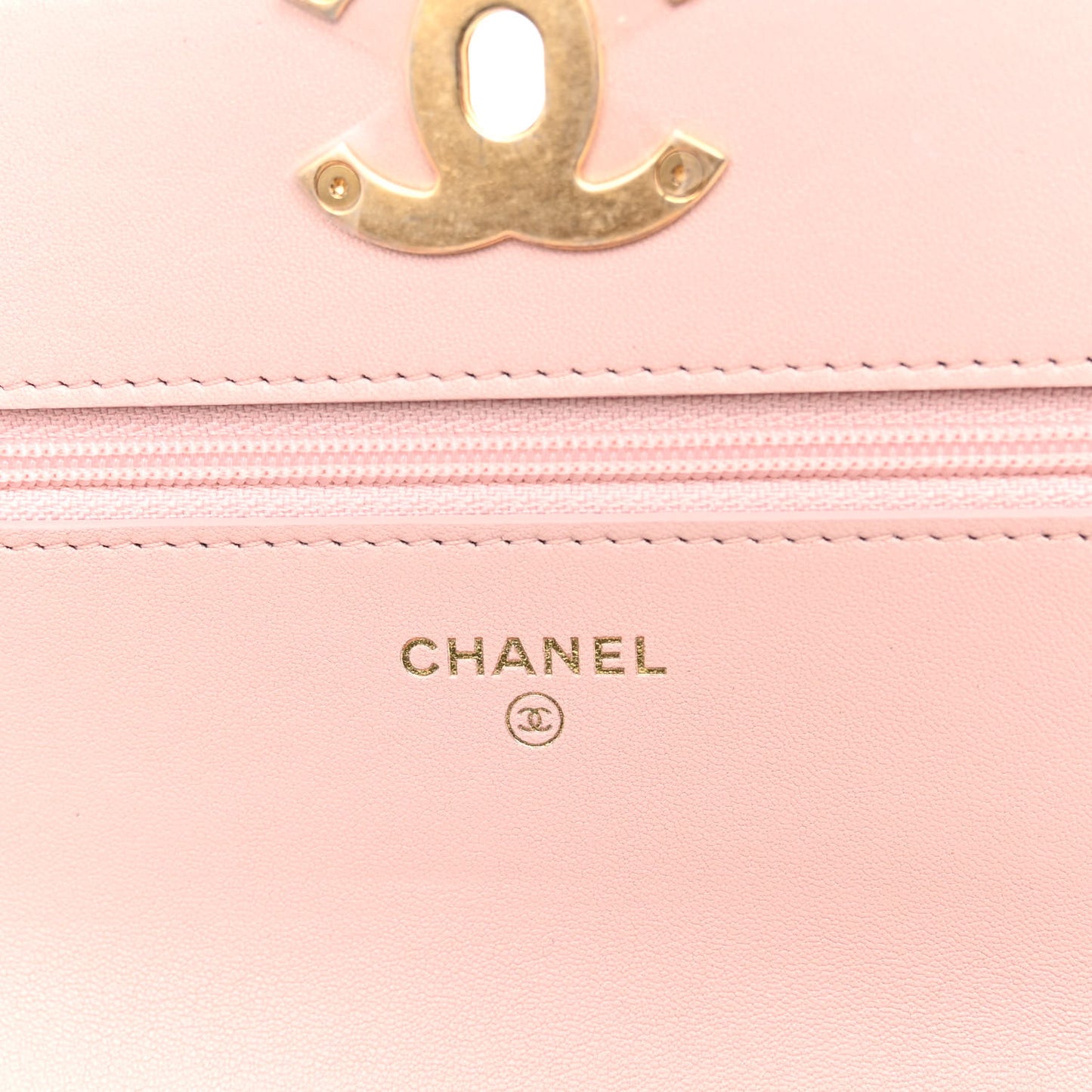 Lambskin Quilted Chanel 19 Wallet On Chain WOC Light Pink