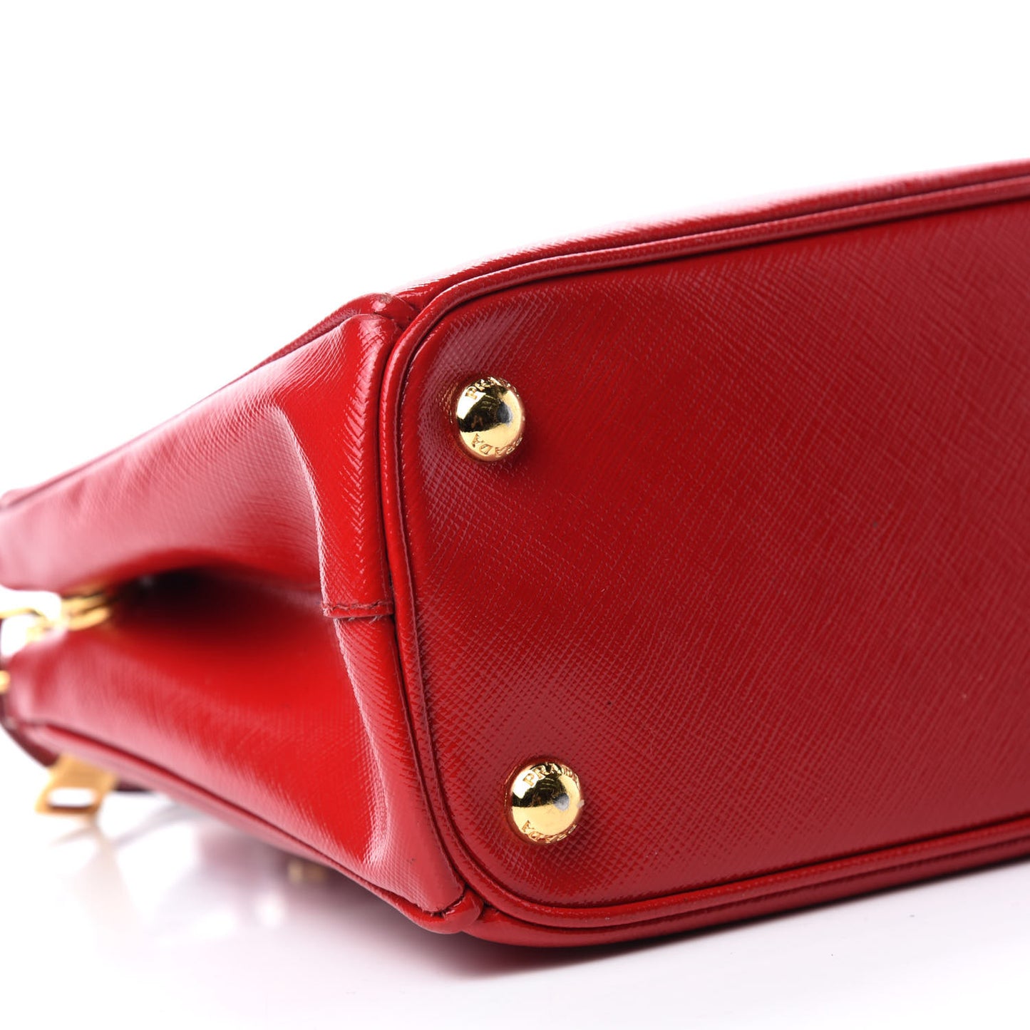 Saffiano Vernice Mini Galleria Double Zip Tote Rosso