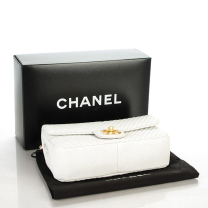 Chanel Wrinkled Lambskin Chevron Quilted Small Flap White 5 of 9