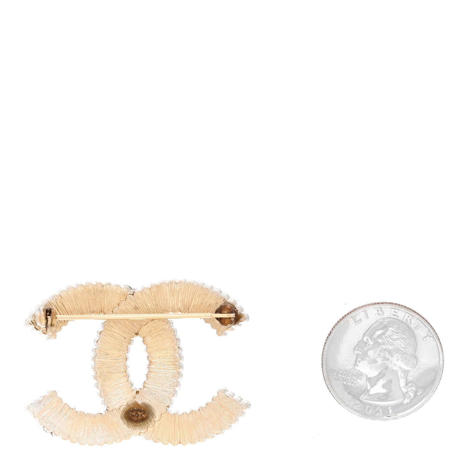 Chanel Pearl Crystal Lace Camellia CC Brooch Gold 1918815