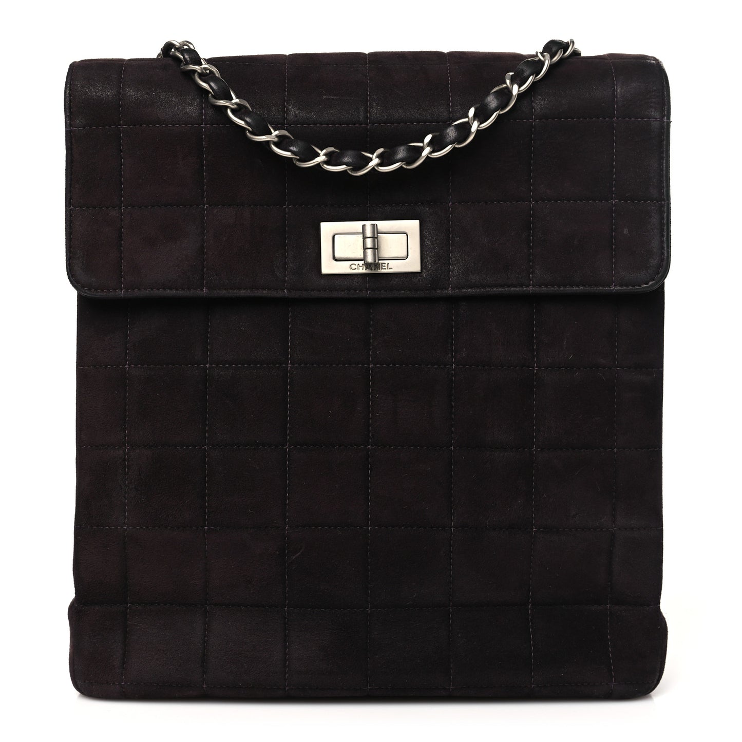 Suede Chocolate Bar Mademoiselle Shoulder Bag Brown