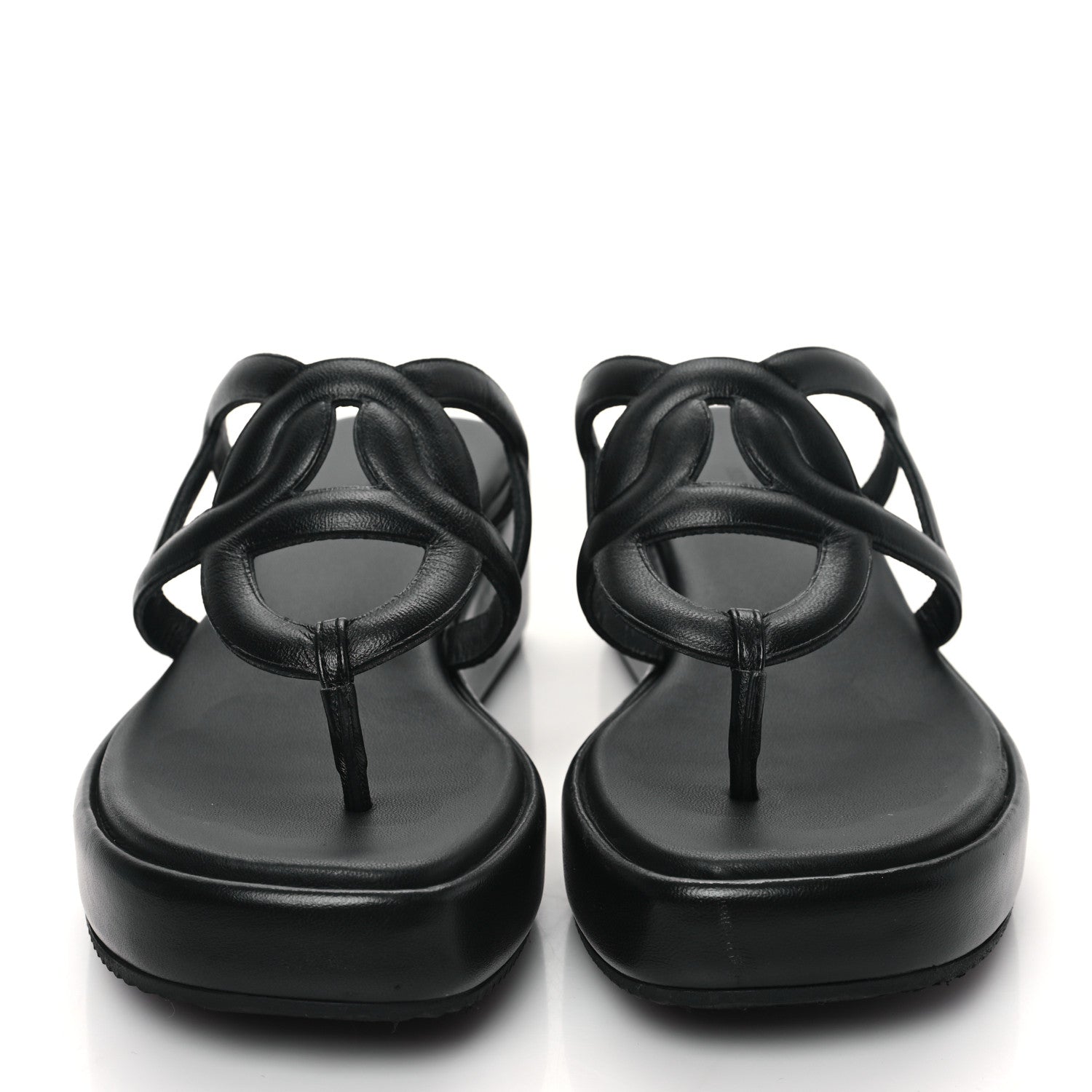 Hermes Nappa Gipsy Sandals 38 Black 2 of 9