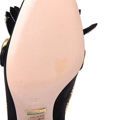 Gucci Kid Scamosciato Crystal GG Marmont Fringe 50mm Loafer Pumps 36.5 Black 7 of 10