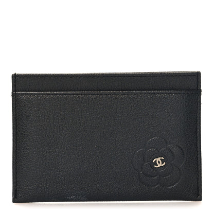 Chanel Goatskin Embossed Camellia Card Holder Black 1 of 10