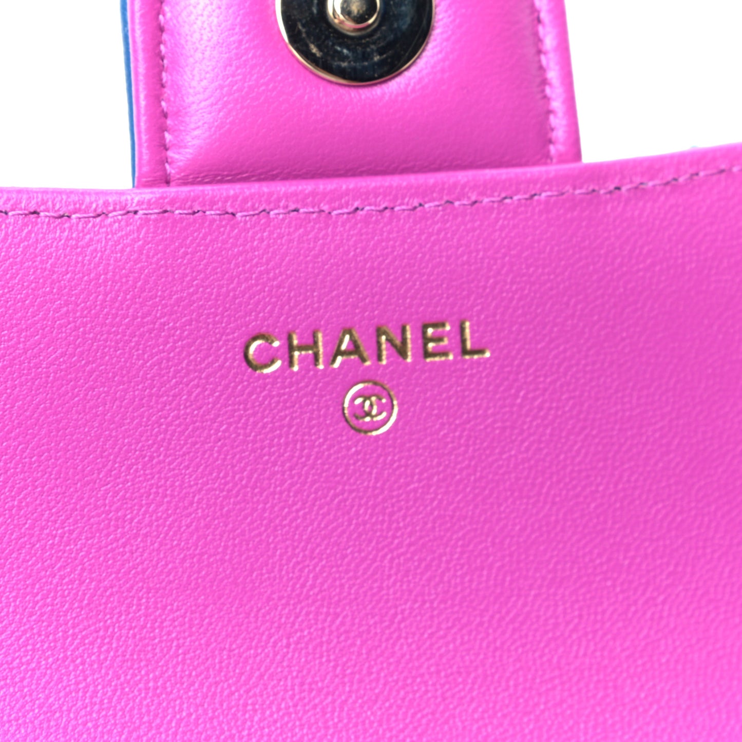 Lambskin Quilted Glasses Case With Chain Blue Purple