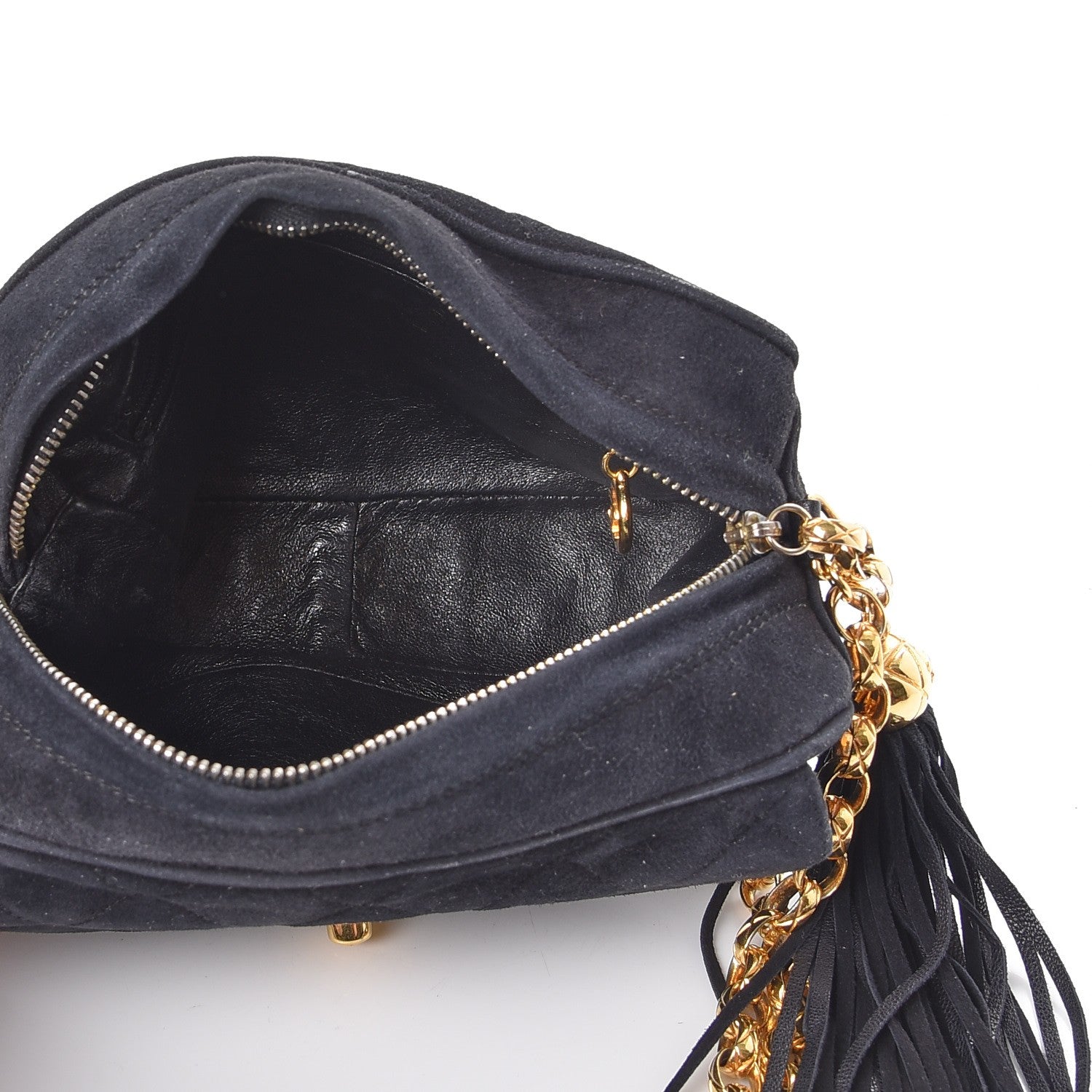 Chanel Suede Quilted CC Tassel Camera Case Black 5 of 10