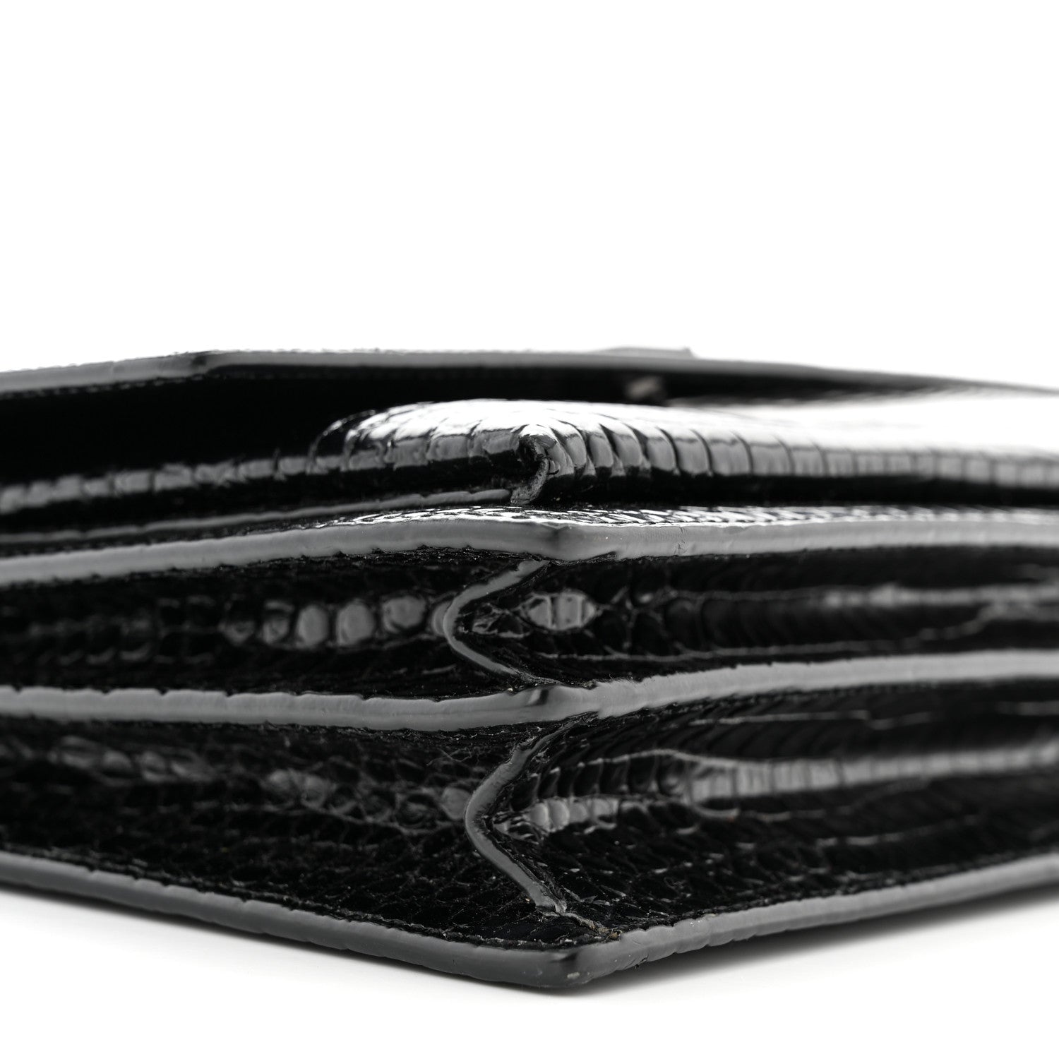 Saint Laurent Calfskin Crocodile Embossed Medium Monochrome Monogram Sunset Black 9 of 11