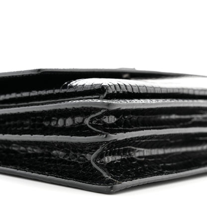 Saint Laurent Calfskin Crocodile Embossed Medium Monochrome Monogram Sunset Black 9 of 11