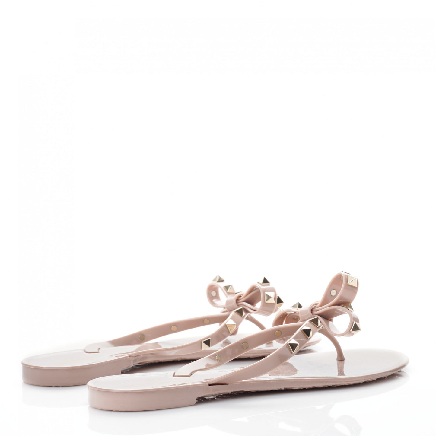 PVC Jelly Rockstud Bow Thong Sandals 39 Poudre