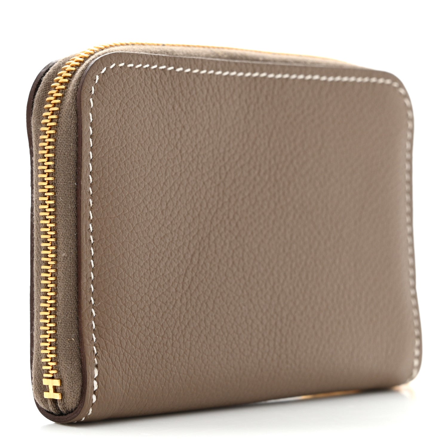 Hermes Evercolor Zipengo Chain D'Ancre Compact Cardholder Etoupe
