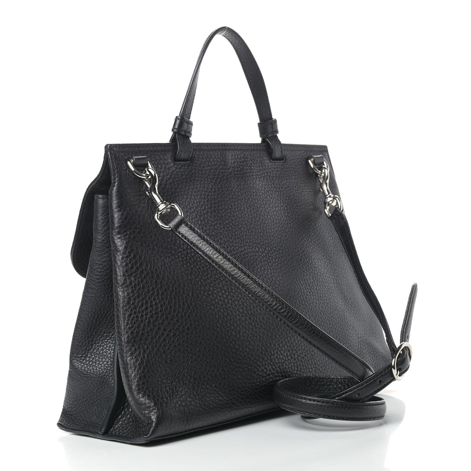Gucci Cellarius Calfskin Medium Bamboo Daily Top Handle Bag Black 2 of 12