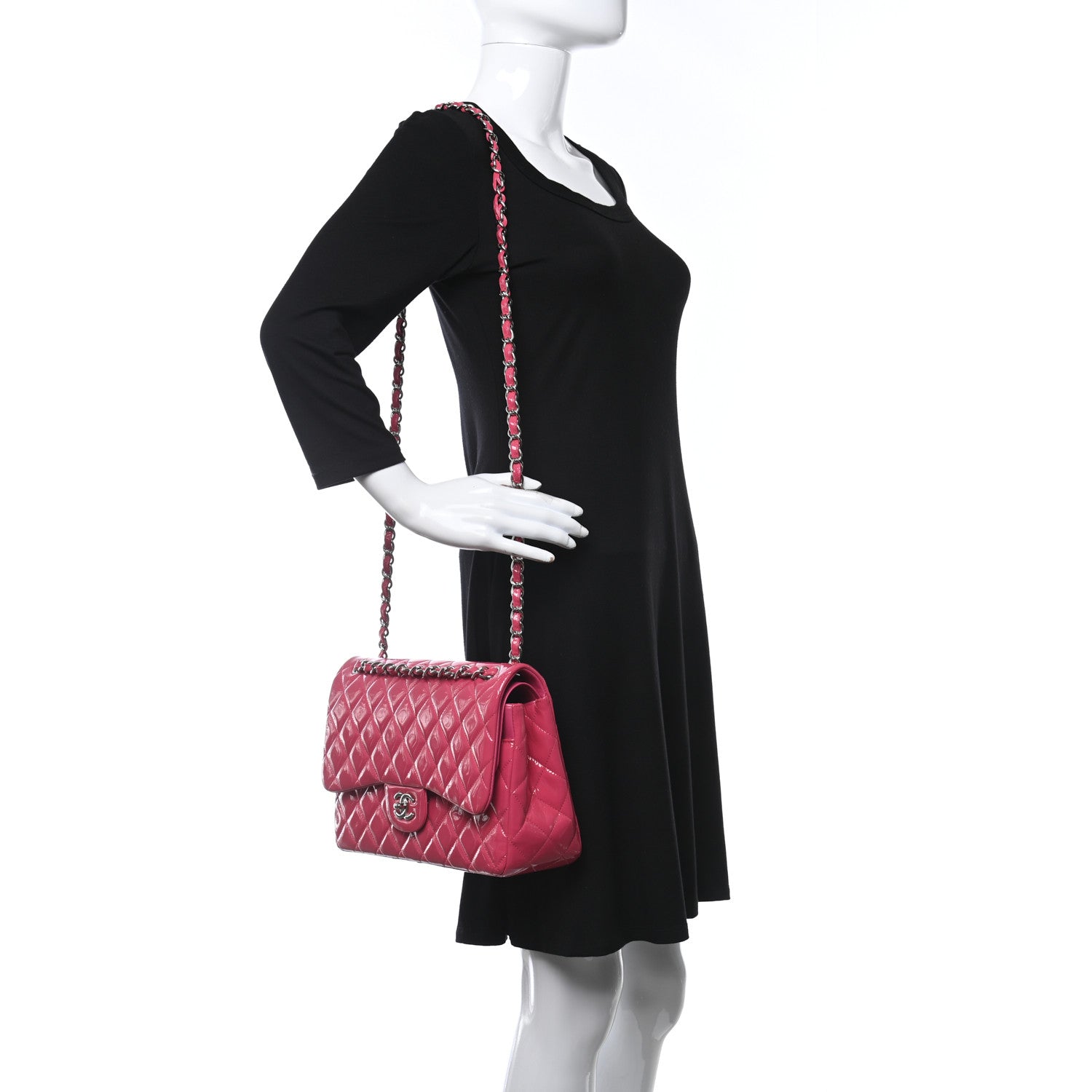 Chanel Patent Quilted Jumbo Double Flap Pink 3 of 10