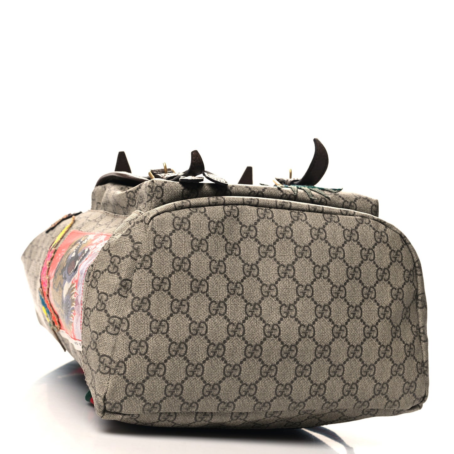 Soft GG Supreme Monogram Courrier Web Double Buckle Backpack Beige New Acero