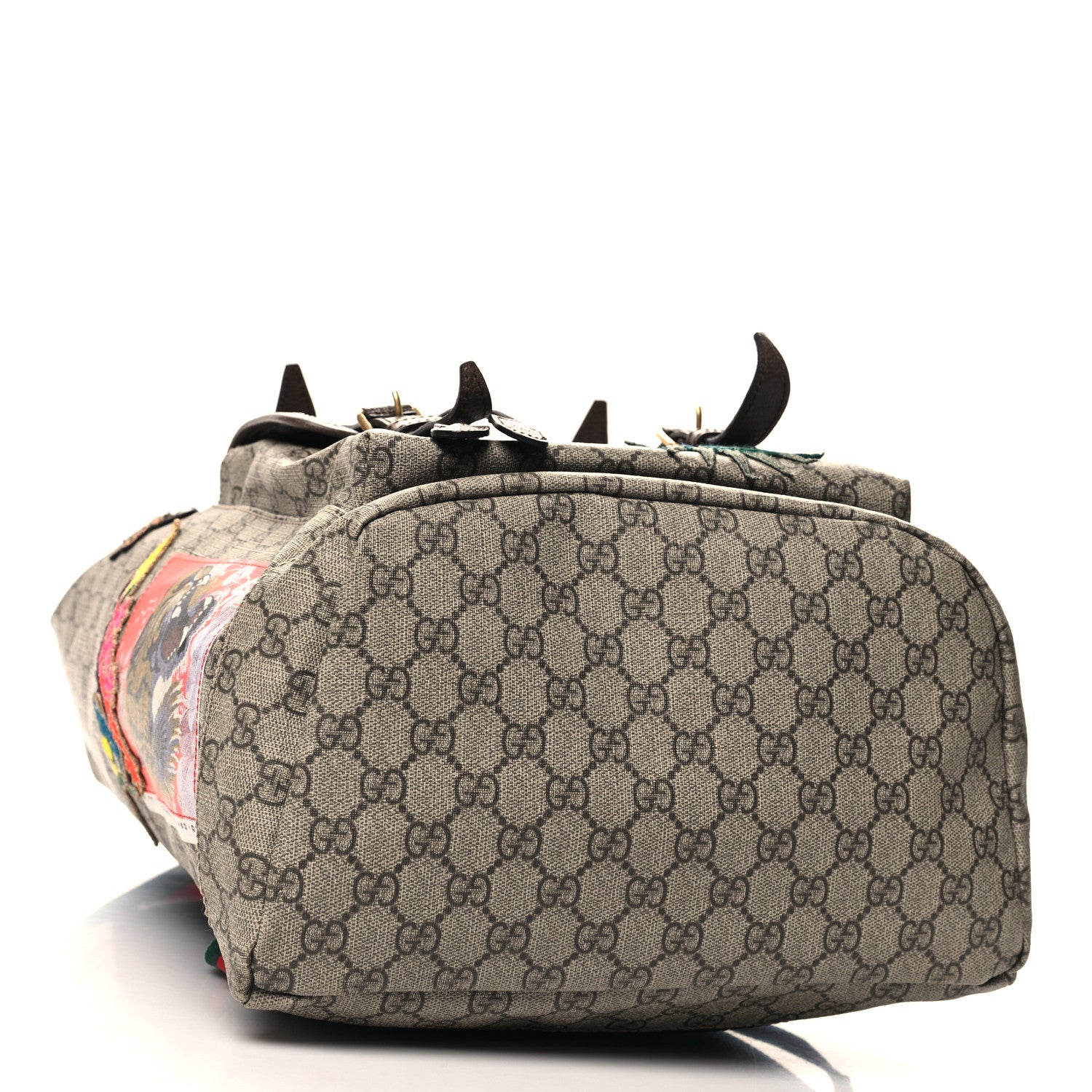 Gucci Soft GG Supreme Monogram Courrier Web Double Buckle Backpack Beige New Acero 4 of 11