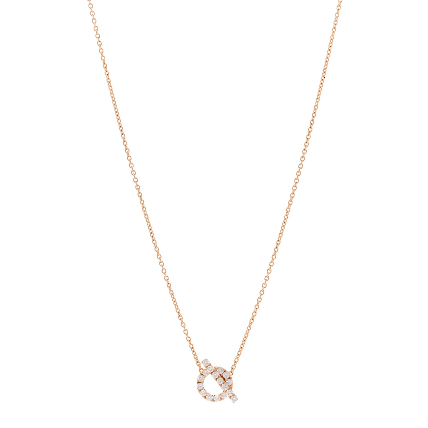 Hermes 18K Rose Gold Diamond Finesse Pendant Necklace 1 of 5