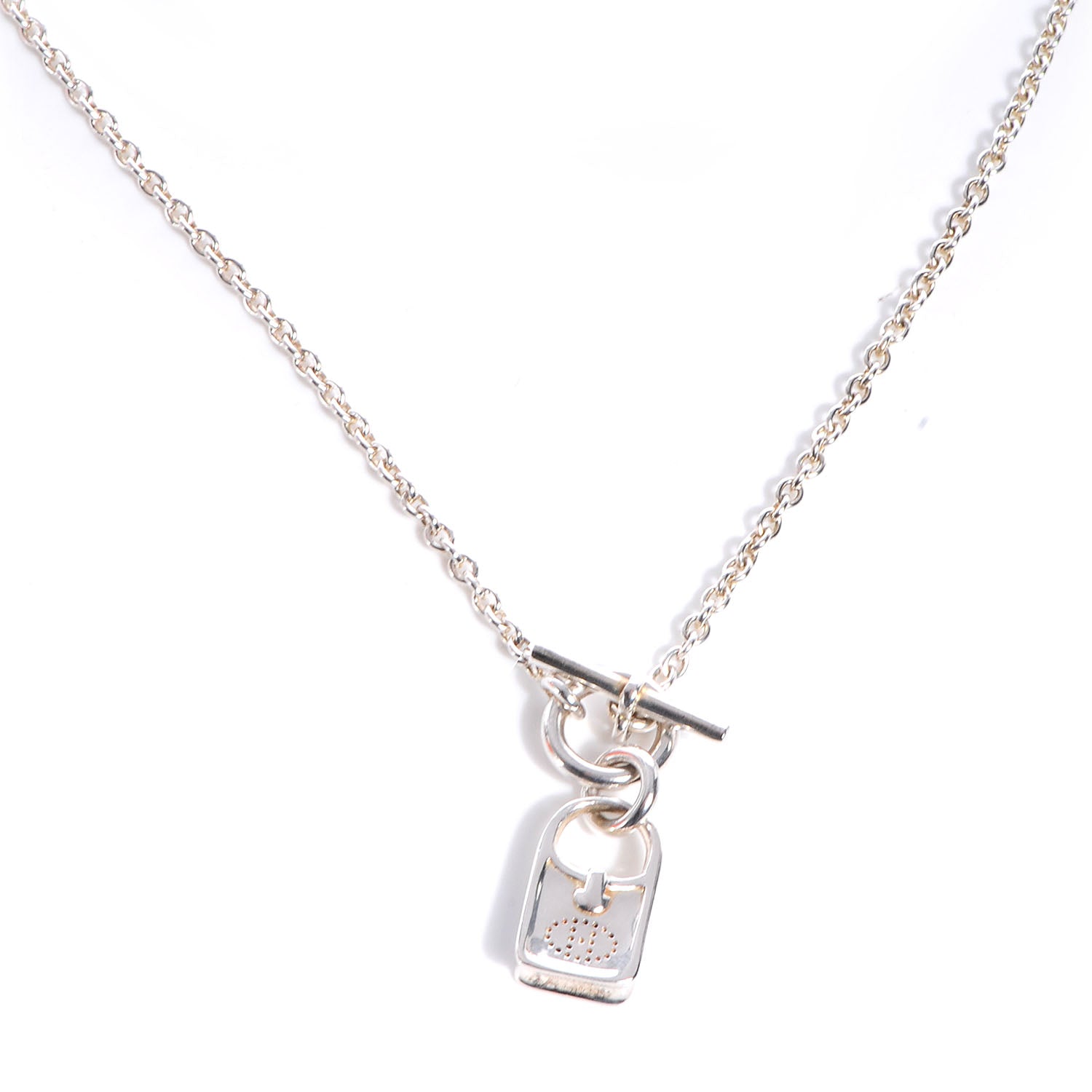 Hermes Sterling Silver Evelyne Shoulder Bag Necklace 1 of 6
