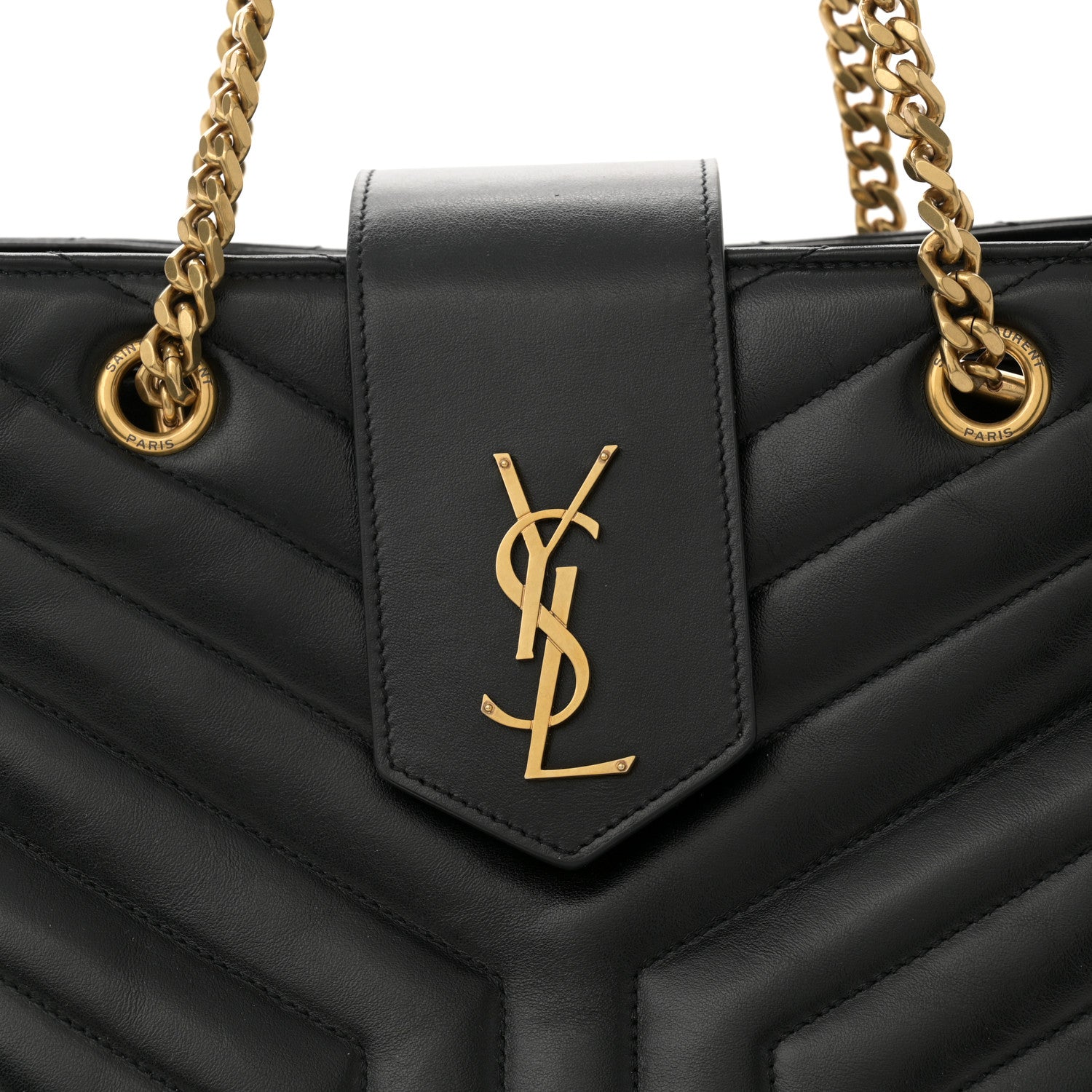 Saint Laurent Calfskin Y Quilted Monogram Large Loulou Shopper Black 8 of 11