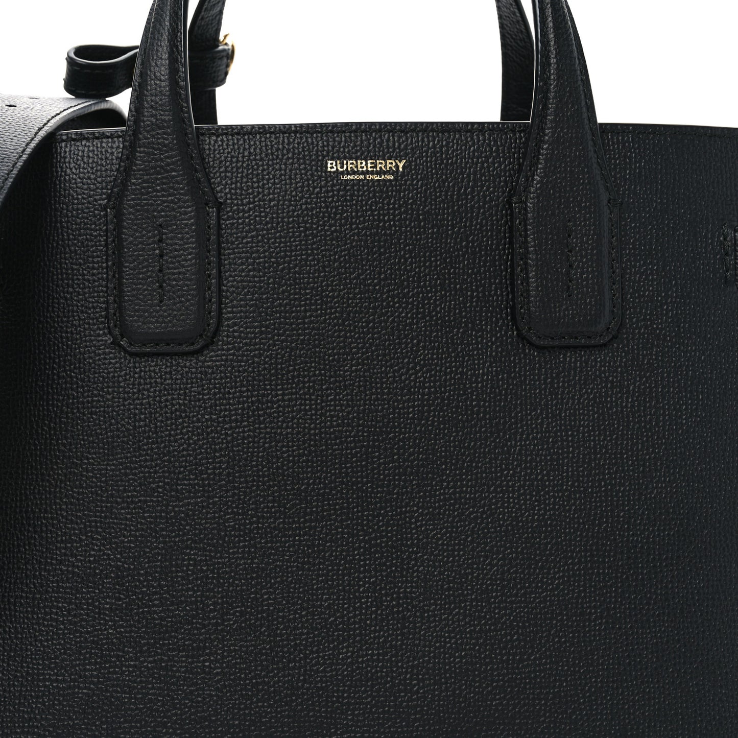 Grainy Calfskin House Check Medium Banner Tote Black