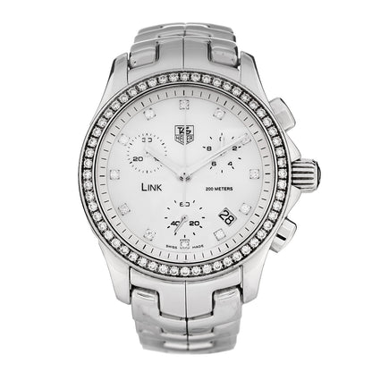 Tag Heuer Stainless Steel Diamond Bezel Mother of Pearl 33mm Link Quartz Watch CFJ1314 1 of 4