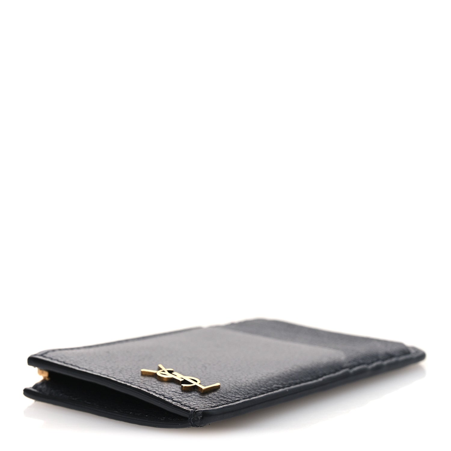 Saint Laurent Grained Calfskin Monogram 5 Fragments Zip Pouch Card Holder Black 4 of 8