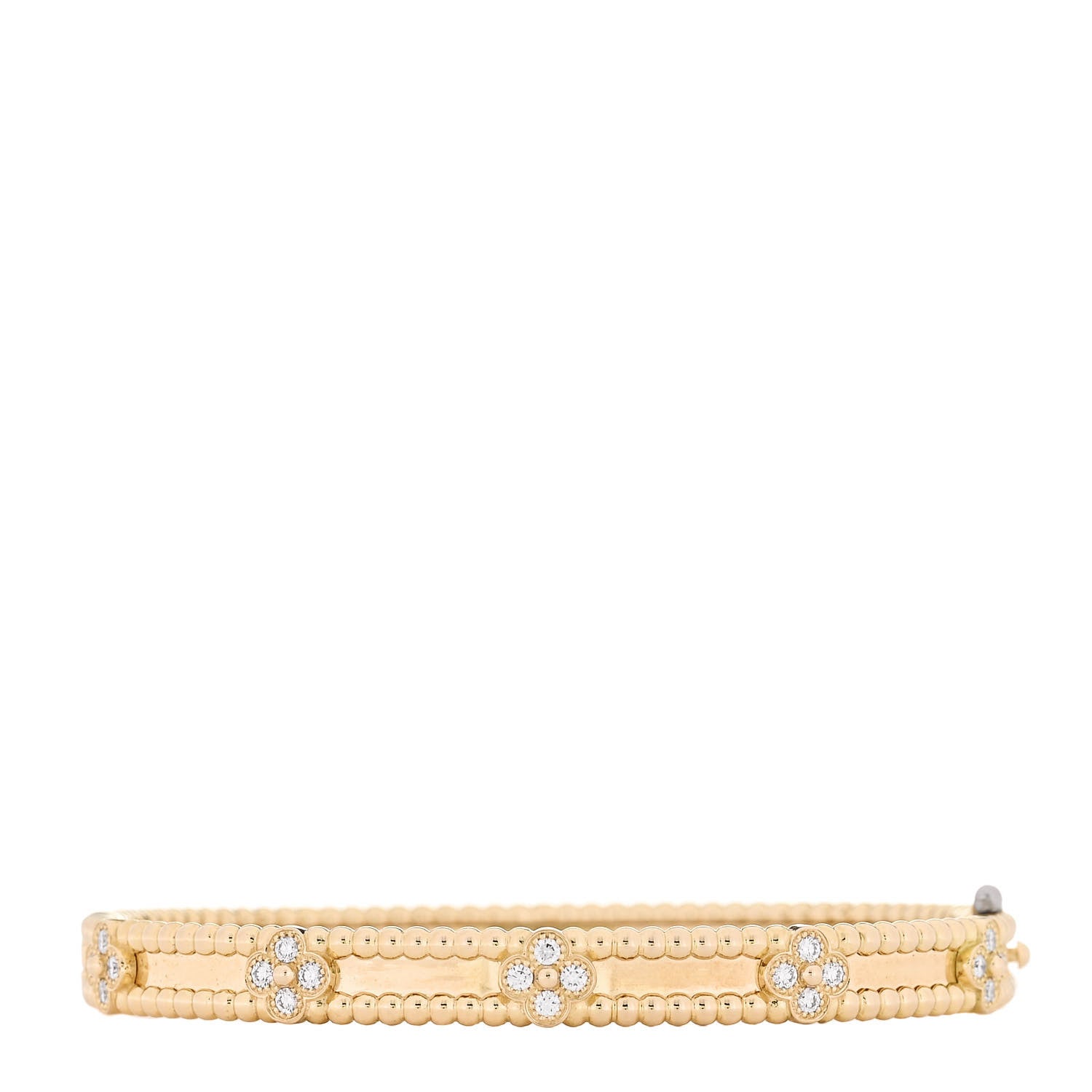 Van Cleef & Arpels 18K Yellow Gold Diamond Perlee Sweet Clovers Bracelet S 1 of 4