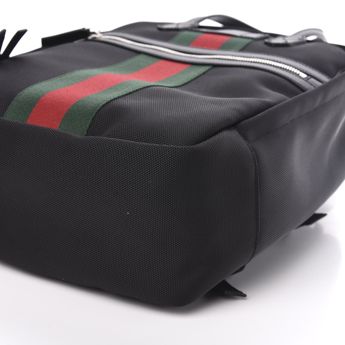 Techno Canvas Appia Calfskin Web Tote Backpack Black