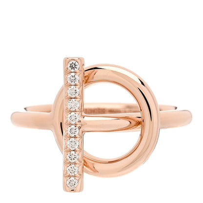 Hermes 18K Rose Gold Diamond PM Echappee Ring 50 5.25 1 of 5