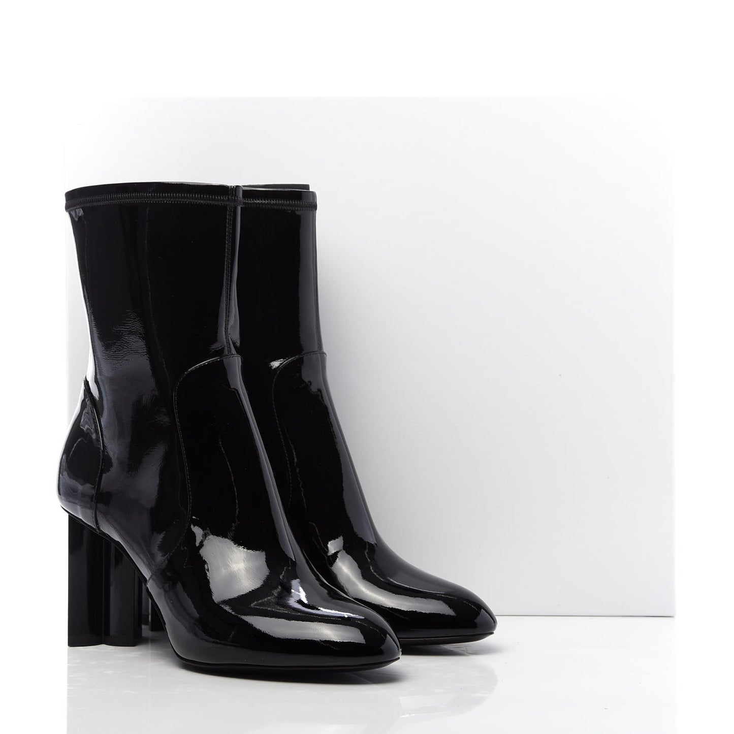 Patent Silhouette Ankle Boots 38 Black