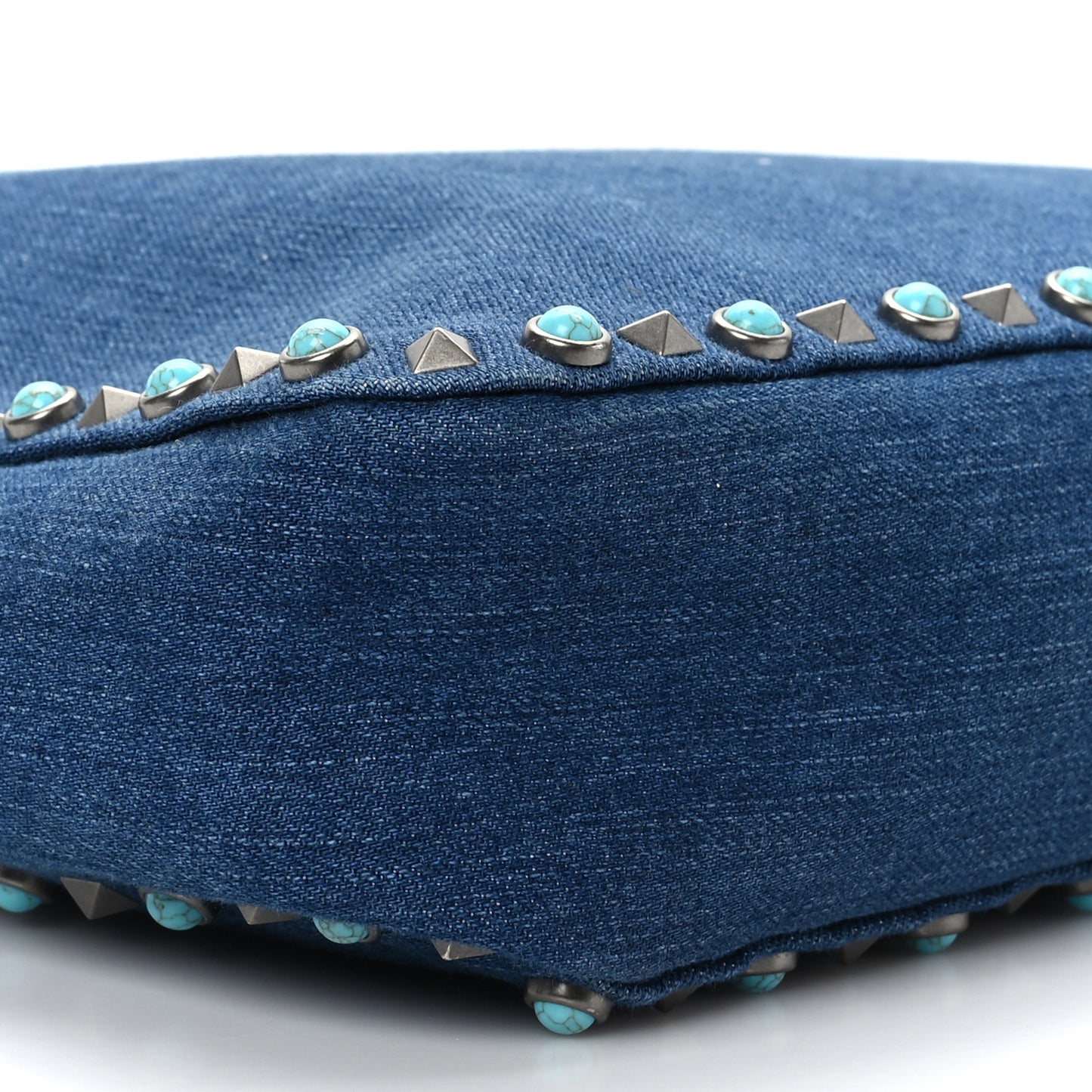 Denim Small Guitar Strap Rockstud Rolling Flip-Lock Messenger Bag Blue