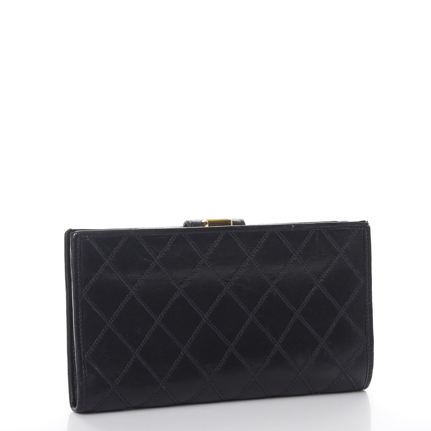 Lambskin Diamond Stitched French Wallet Black
