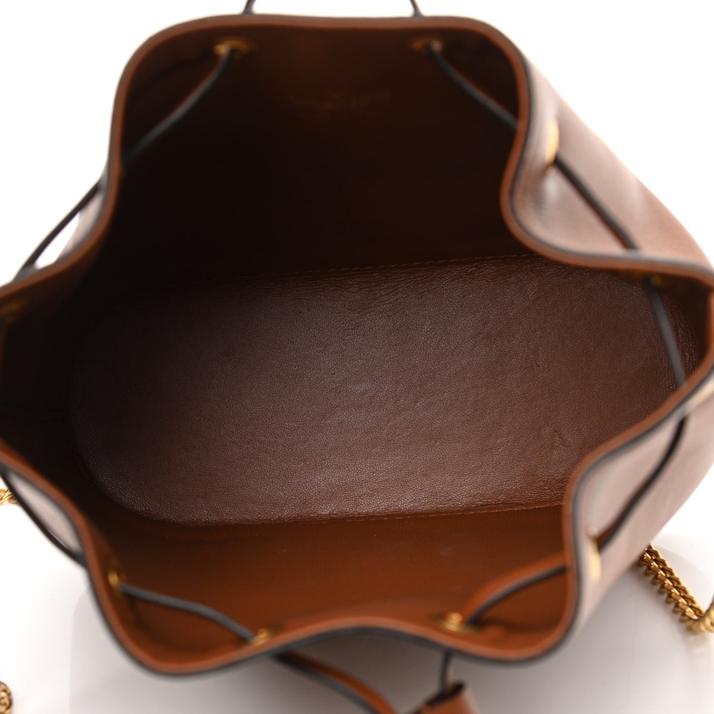 Nappa Mini VLogo Signature Chain Bucket Bag Saddle Brown